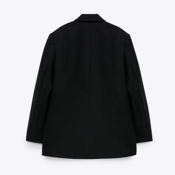 ZARA BLACK DOUBLE-BREASTED OVERSIZED BLAZER size XS - Picture 6 of 9